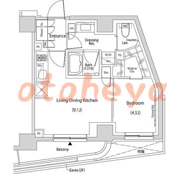 楽器ピアノ可相談 の 賃貸物件 1LDK 18.8万円の図面１