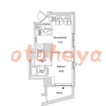 楽器ピアノ可相談 の 賃貸物件 1DK 17.3万円の図面１