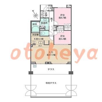 楽器ピアノ可相談 の 賃貸物件 2LDK 22万円の図面１
