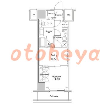 楽器ピアノ可相談 の 賃貸物件 1DK 13.3万円の図面１