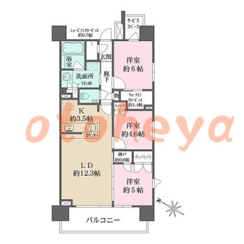 楽器ピアノ可相談 の 賃貸物件 3LDK 24万円の図面１