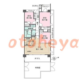 楽器ピアノ可相談 の 賃貸物件 3LDK 29.8万円の図面１