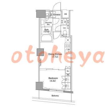 楽器ピアノ可相談 の 賃貸物件 1DK 17.7万円の図面１