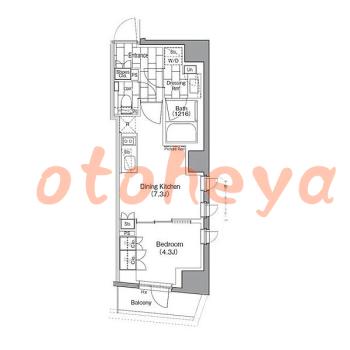 楽器ピアノ可相談 の 賃貸物件 1DK 17.6万円の図面１