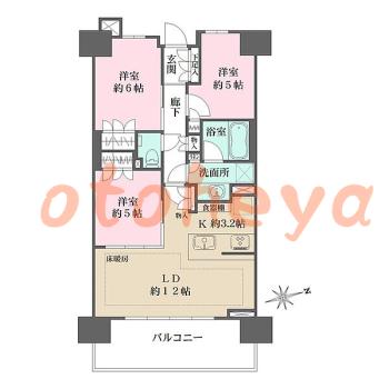楽器ピアノ可相談 の 賃貸物件 3LDK 29万円の図面１