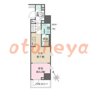 楽器ピアノ可相談 の 賃貸物件 1DK 13.8万円の図面１