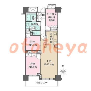 楽器ピアノ可相談 の 賃貸物件 2SLDK 28.5万円の図面１