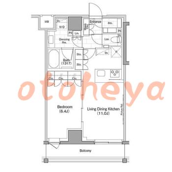 楽器ピアノ可相談 の 賃貸物件 1LDK 21.6万円の図面１