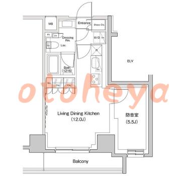 楽器ピアノ可相談 の 賃貸物件 1LDK 18.5万円の図面１