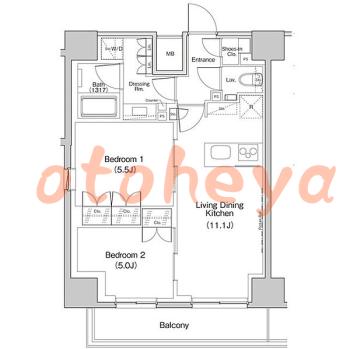 楽器ピアノ可相談 の 賃貸物件 2LDK 23.5万円の図面１