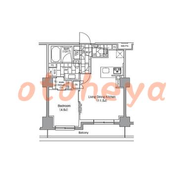 楽器ピアノ可相談 の 賃貸物件 1LDK 23.4万円の図面１