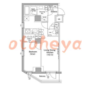 楽器ピアノ可相談 の 賃貸物件 1LDK 18万円の図面１