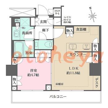 楽器ピアノ可相談 の 賃貸物件 1LDK 28万円の図面１