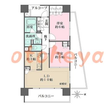 楽器ピアノ可相談 の 賃貸物件 2LDK 20万円の図面１