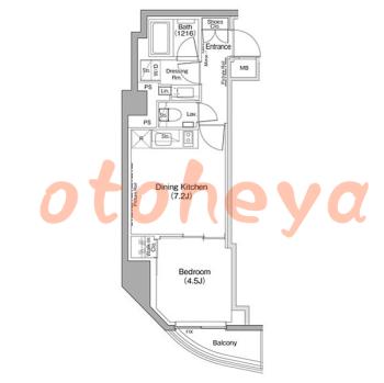 楽器ピアノ可相談 の 賃貸物件 1DK 17万円の図面１