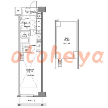 楽器ピアノ可相談 の 賃貸物件 1R 22.4万円の図面１