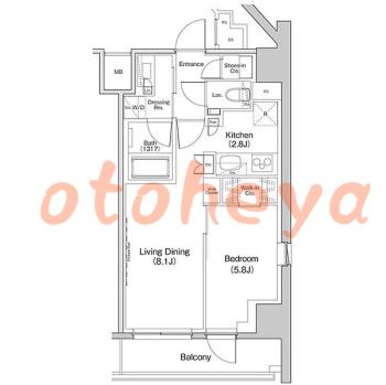 楽器ピアノ可相談 の 賃貸物件 1LDK 19.2万円の図面１
