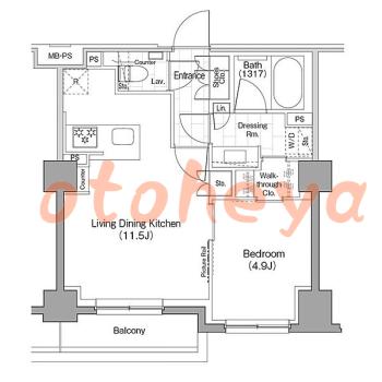 楽器ピアノ可相談 の 賃貸物件 1LDK 23.9万円の図面１