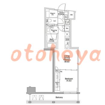 楽器ピアノ可相談 の 賃貸物件 1LDK 21.4万円の図面１