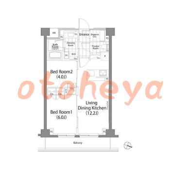 楽器ピアノ可相談 の 賃貸物件 2LDK 23万円の図面１