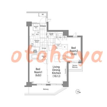 楽器ピアノ可相談 の 賃貸物件 2LDK 23.3万円の図面１