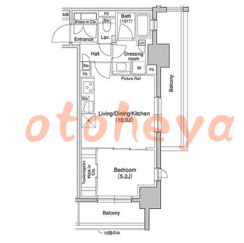 楽器ピアノ可相談 の 賃貸物件 1LDK 21.4万円の図面１