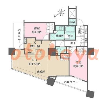 楽器ピアノ可相談 の 賃貸物件 2LDK 40万円の図面１