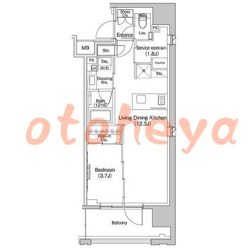 楽器ピアノ可相談 の 賃貸物件 1SLDK 19.2万円の図面１