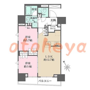 楽器ピアノ可相談 の 賃貸物件 2LDK 32.5万円の図面１