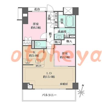 楽器ピアノ可相談 の 賃貸物件 2LDK 19.5万円の図面１