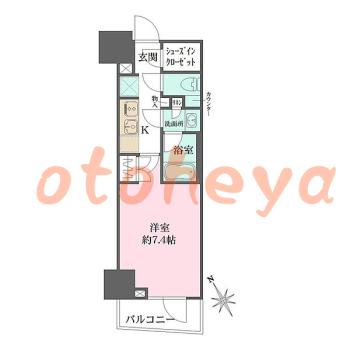 楽器ピアノ可相談 の 賃貸物件 1K 14万円の図面１