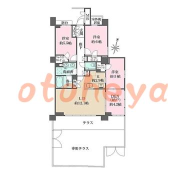 楽器ピアノ可相談 の 賃貸物件 3LDK 34.4万円の図面１