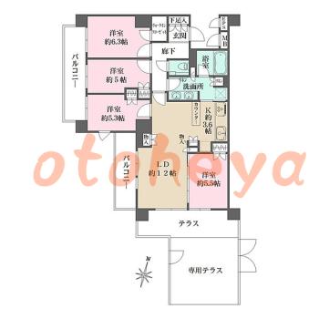 楽器ピアノ可相談 の 賃貸物件 4LDK 37.8万円の図面１