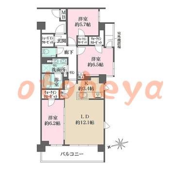 楽器ピアノ可相談 の 賃貸物件 3LDK 35.3万円の図面１