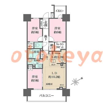 楽器ピアノ可相談 の 賃貸物件 3LDK 25.5万円の図面１