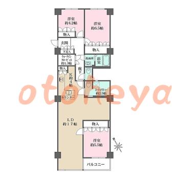 楽器ピアノ可相談 の 賃貸物件 3LDK 28.5万円の図面１