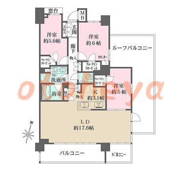 楽器ピアノ可相談 の 賃貸物件 3LDK 37.4万円の図面１