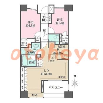 楽器ピアノ可相談 の 賃貸物件 2LDK 30万円の図面１