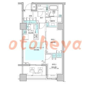 楽器ピアノ可相談 の 賃貸物件 2LDK 29.5万円の図面1