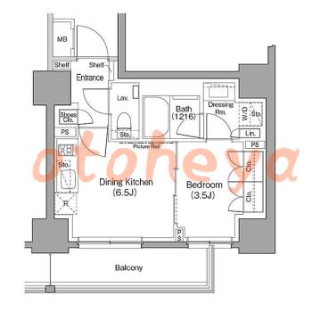 楽器ピアノ可相談 の 賃貸物件 1DK 13.5万円の図面１