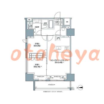 楽器ピアノ可相談 の 賃貸物件 2LDK 26万円の図面１