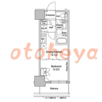 楽器ピアノ可相談 の 賃貸物件 1DK 13.5万円の図面１