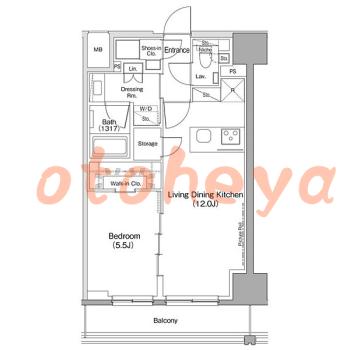 楽器ピアノ可相談 の 賃貸物件 1LDK 18.5万円の図面１