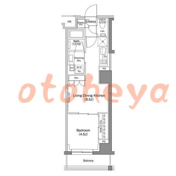 楽器ピアノ可相談 の 賃貸物件 1LDK 16.8万円の図面１