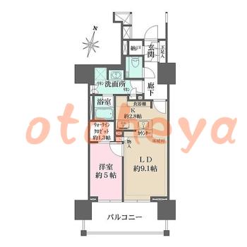 楽器ピアノ可相談 の 賃貸物件 1LDK 26.2万円の図面１