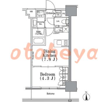 楽器ピアノ可相談 の 賃貸物件 1DK 16.8万円の図面1