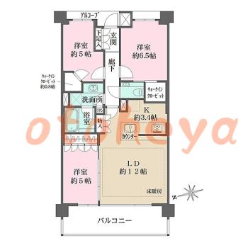 楽器ピアノ可相談 の 賃貸物件 3LDK 27.5万円の図面１