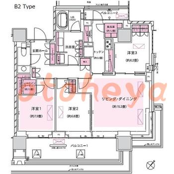楽器ピアノ可相談 の 賃貸物件 3LDK 125万円の図面１