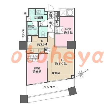 楽器ピアノ可相談 の 賃貸物件 2LDK 32万円の図面１