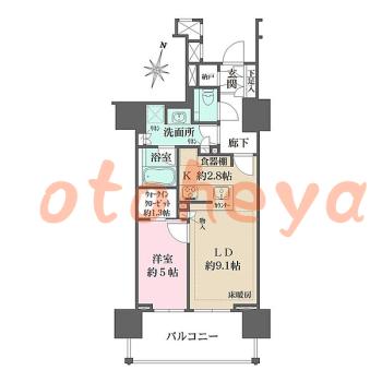楽器ピアノ可相談 の 賃貸物件 1LDK 26.5万円の図面１